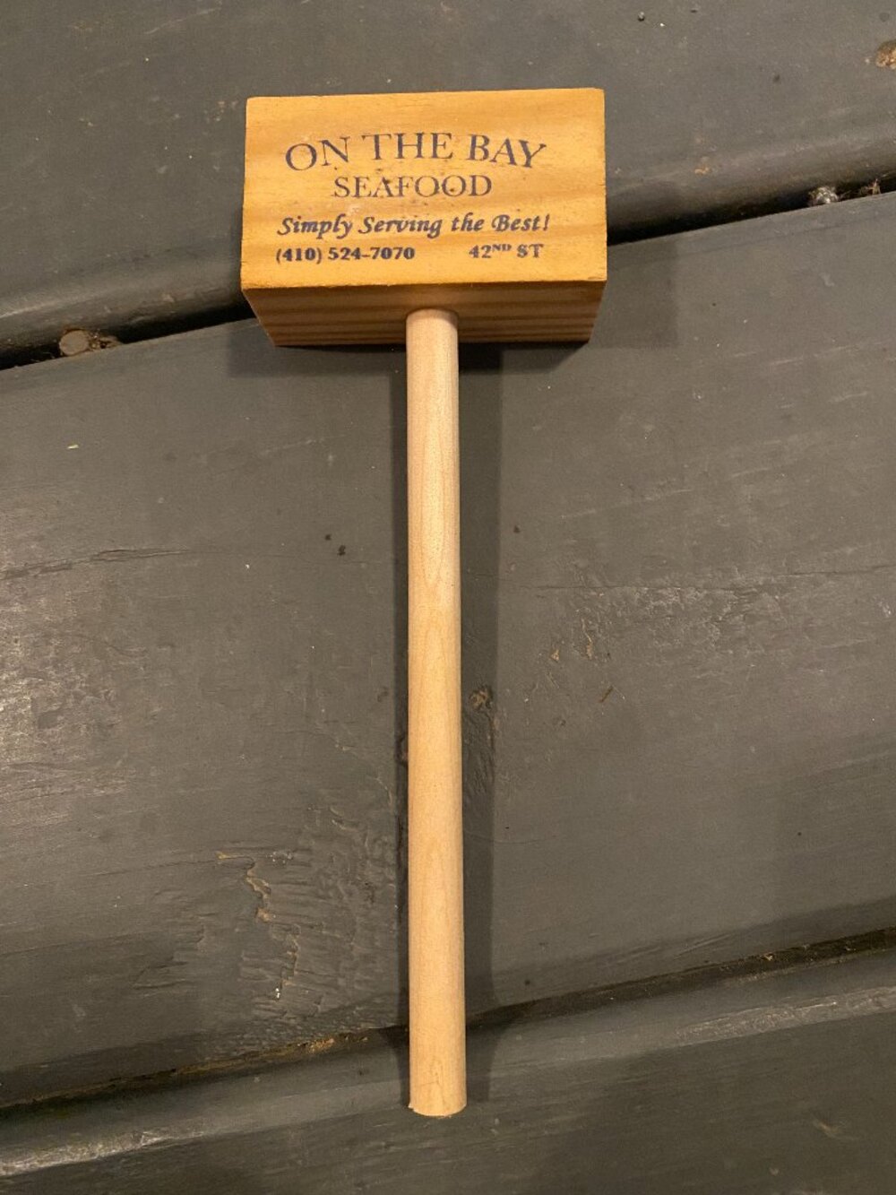 On The Bay Seafood- Wooden Crab Mallet-NEW!